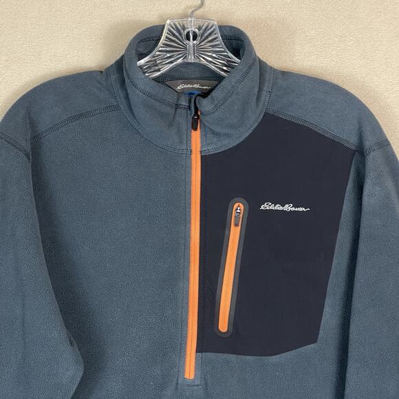 Eddie Bauer First Ascent Pullover Mens TL Blue 1/4 Zip Fleece Mock Neck - Picture 2 of 12
